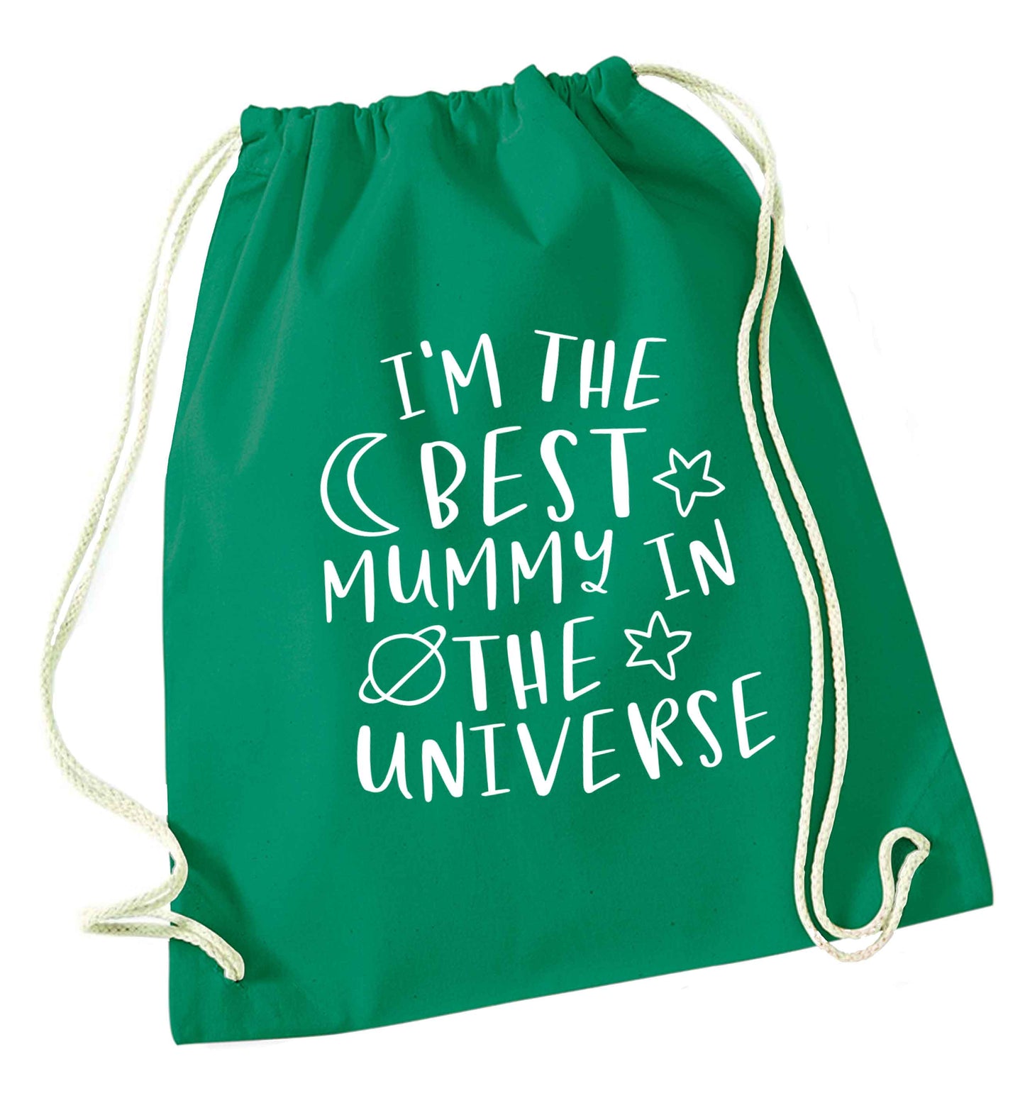 I'm the best mummy in the universe green drawstring bag