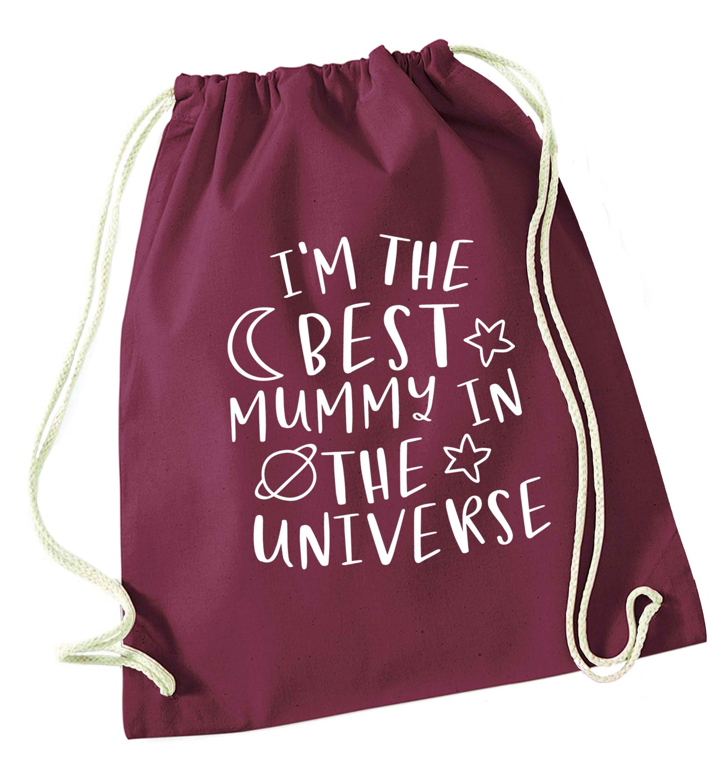 I'm the best mummy in the universe maroon drawstring bag
