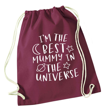 I'm the best mummy in the universe maroon drawstring bag