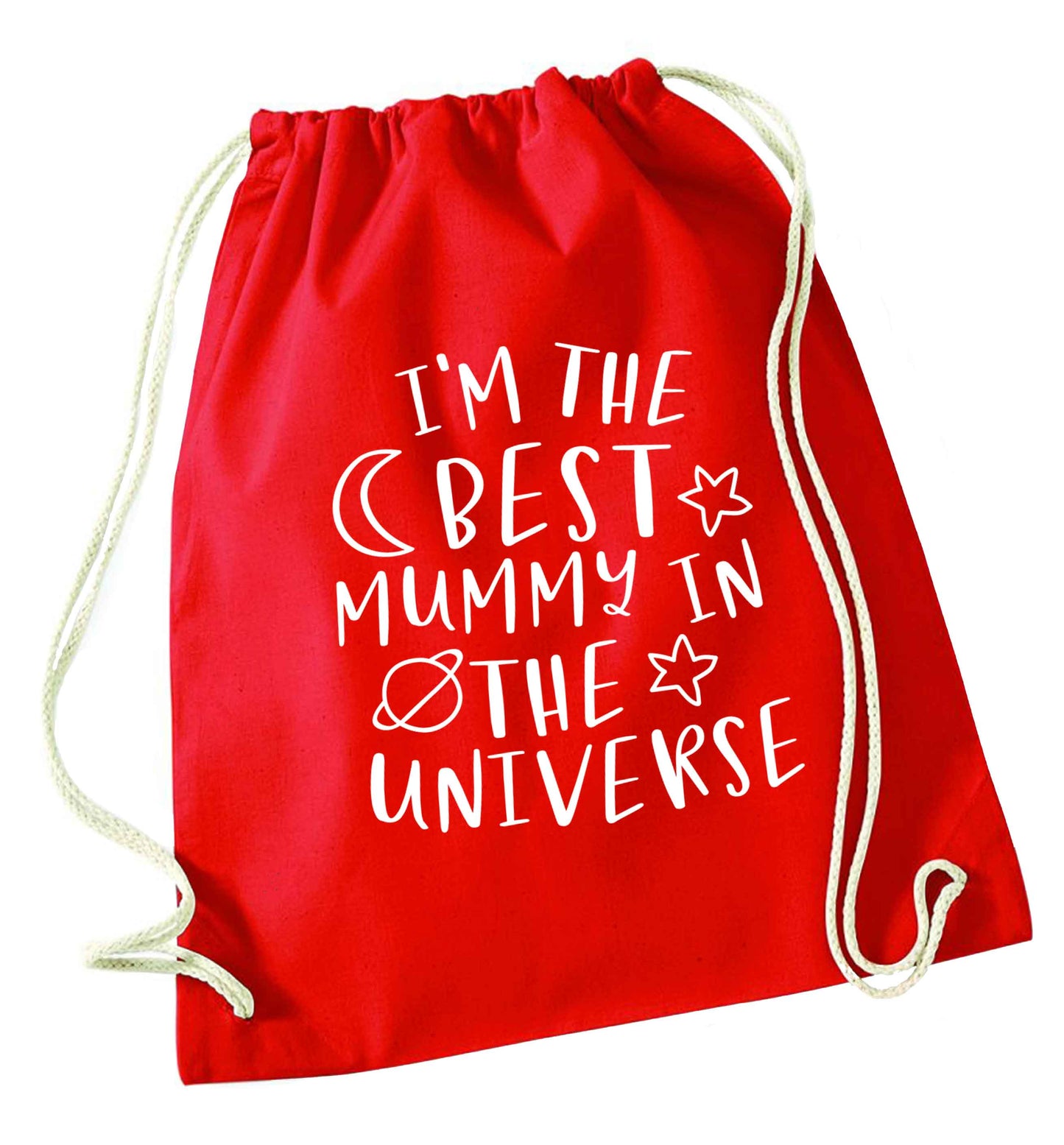 I'm the best mummy in the universe red drawstring bag 