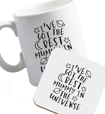 10 oz I've got the best mummy in the universe ceramic mug and coaster set right handed