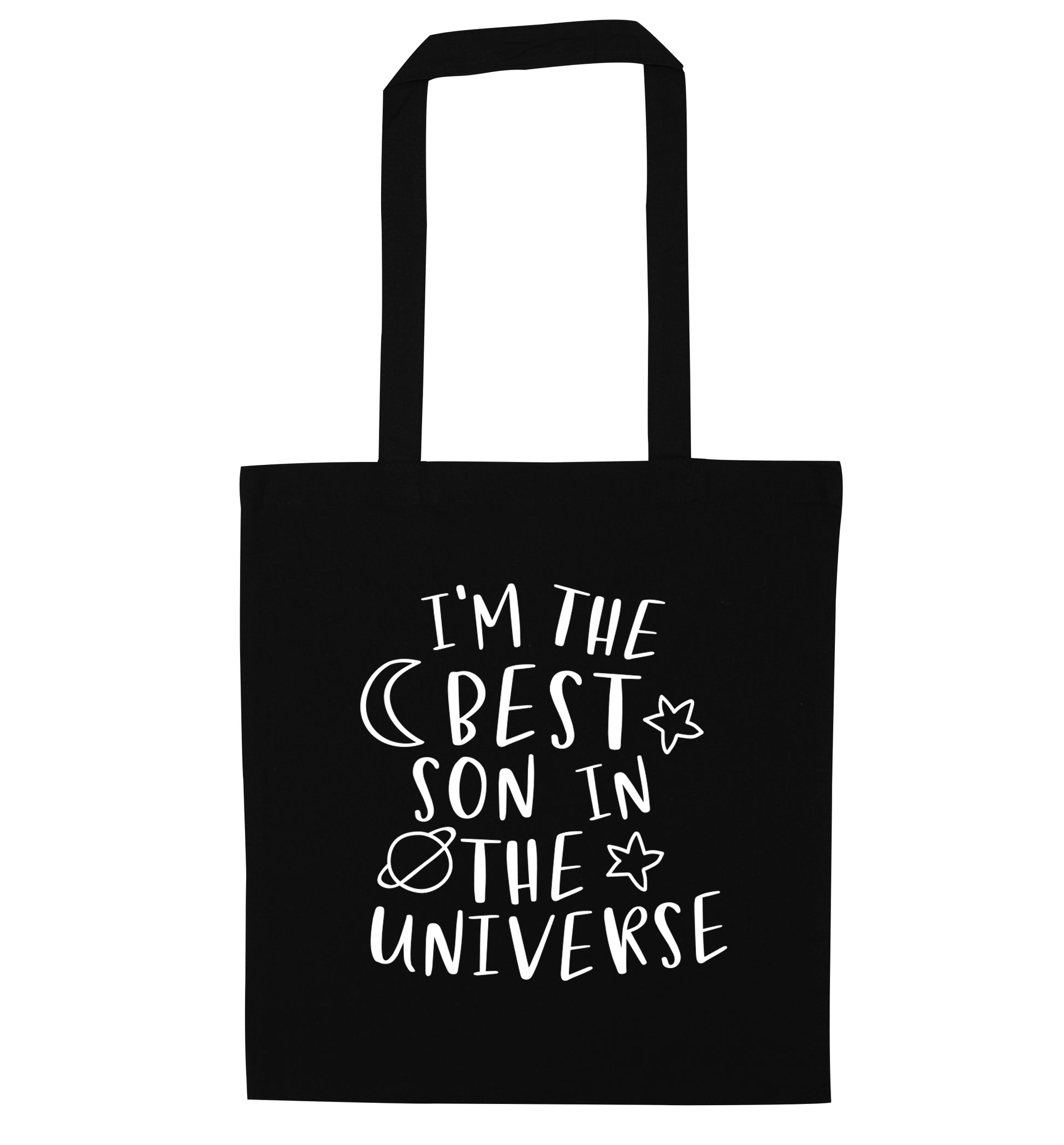 I'm the best son in the universe black tote bag