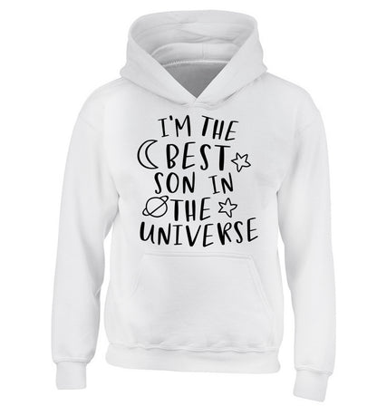 I'm the best son in the universe children's white hoodie 12-13 Years