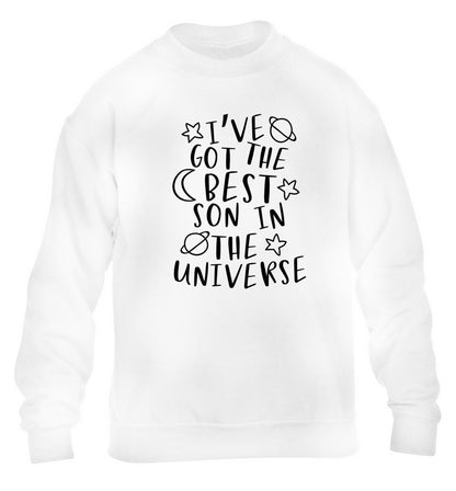 I've got the best son in the universe children's white sweater 12-13 Years