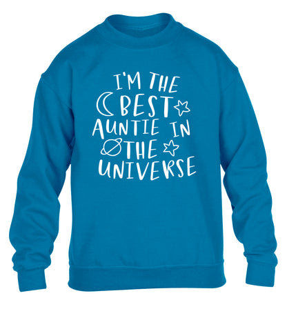 I'm the best auntie in the universe children's blue sweater 12-13 Years