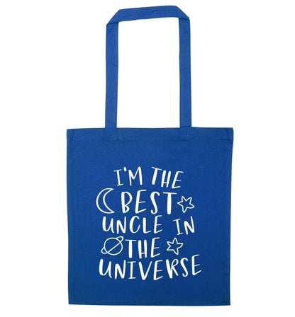 I'm the best uncle in the universe blue tote bag