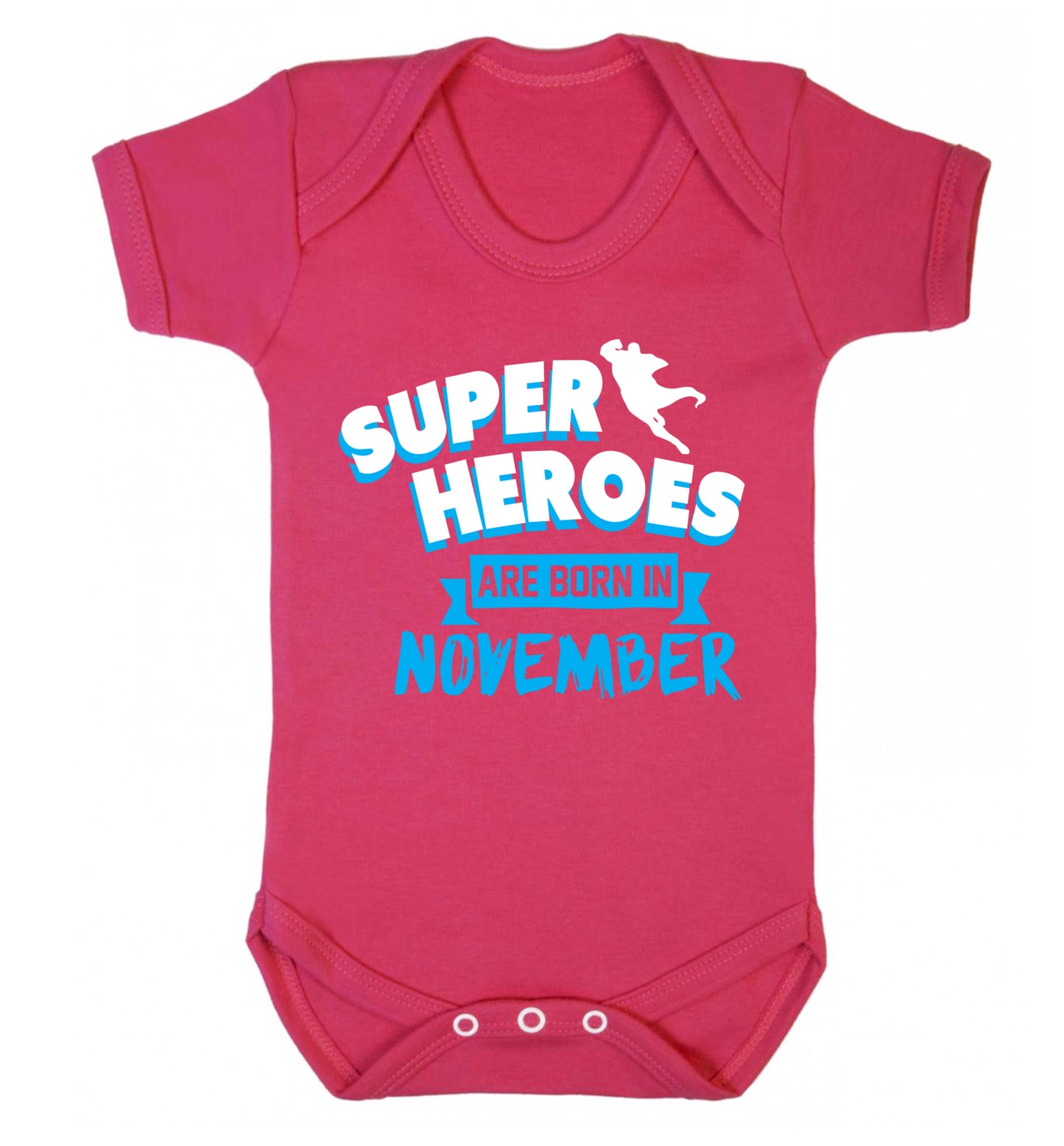 Superheroes are born in November Baby Vest dark pink 18-24 months