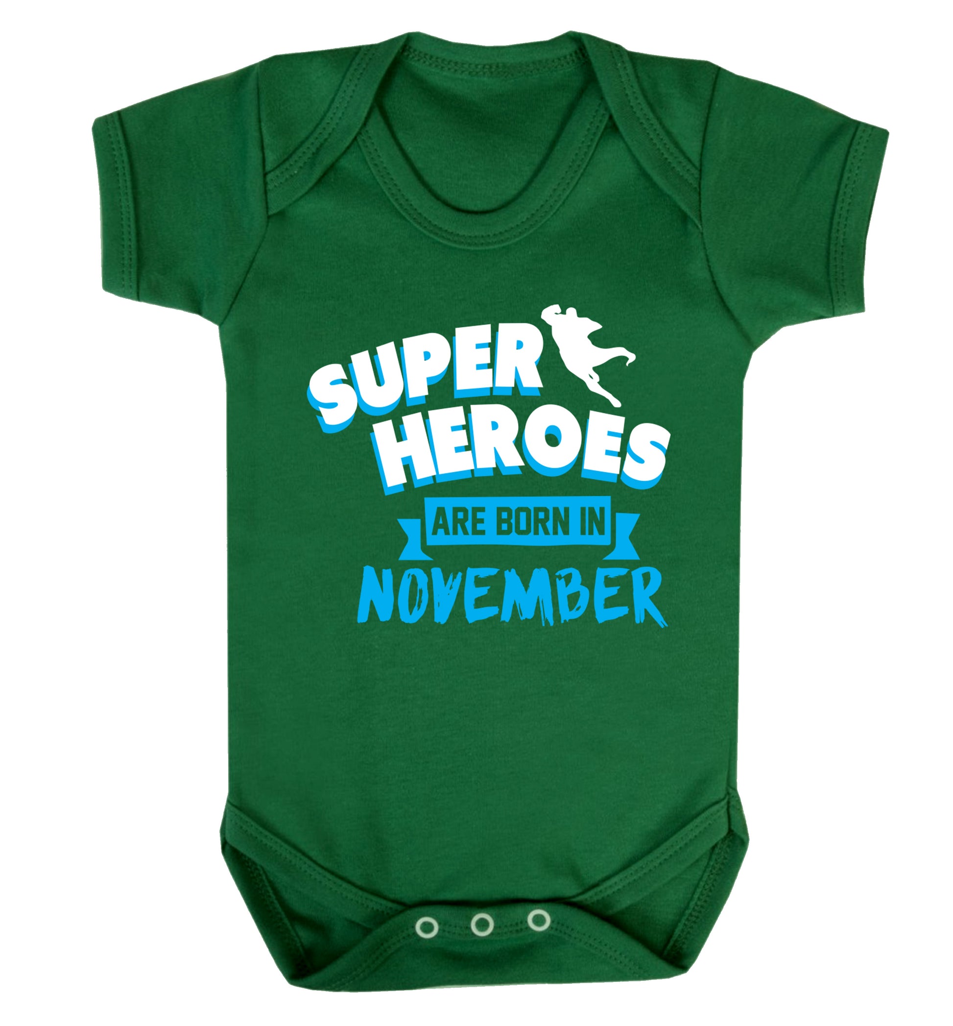 Superheroes are born in November Baby Vest green 18-24 months
