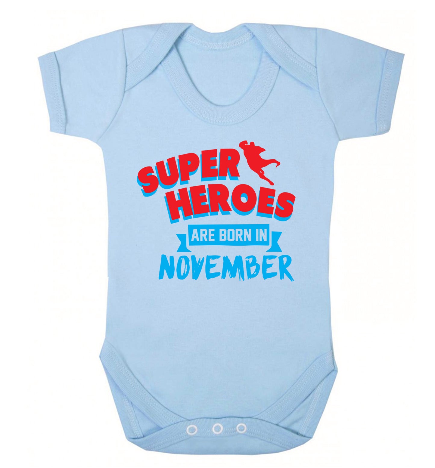 Superheroes are born in November Baby Vest pale blue 18-24 months