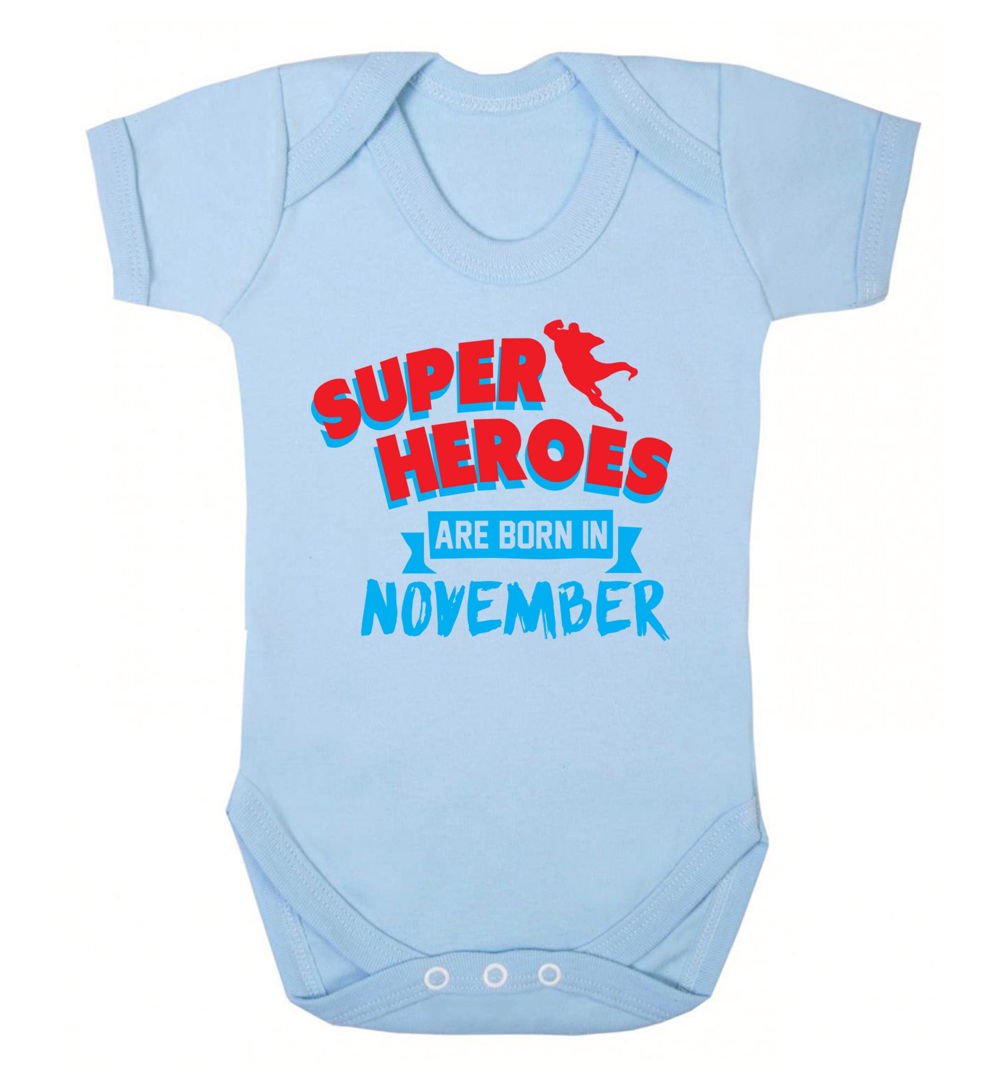 Superheroes are born in November Baby Vest pale blue 18-24 months