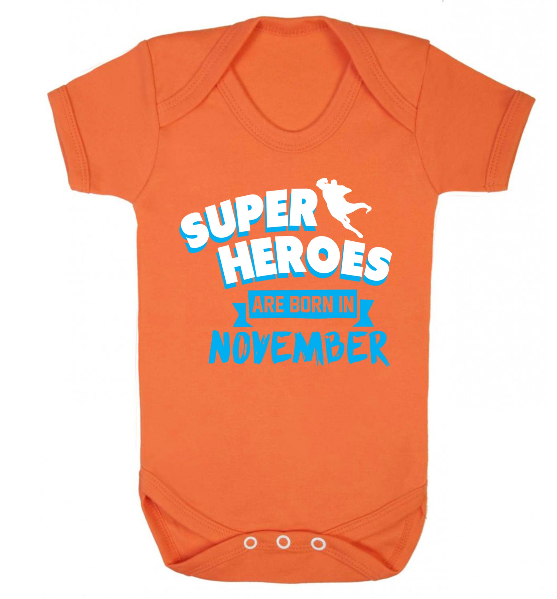 Superheroes are born in November Baby Vest orange 18-24 months