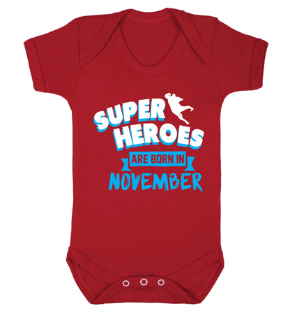 Superheroes are born in November Baby Vest red 18-24 months
