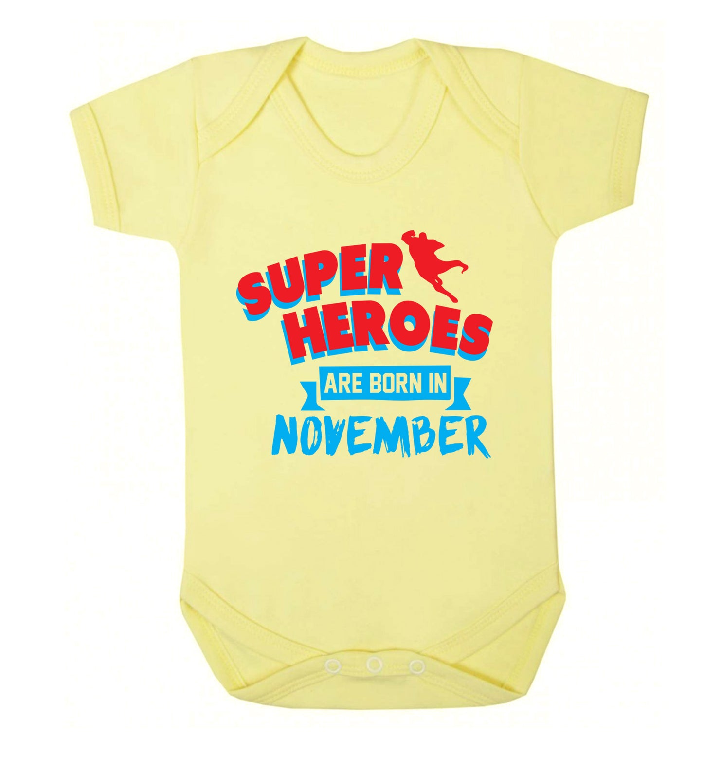 Superheroes are born in November Baby Vest pale yellow 18-24 months