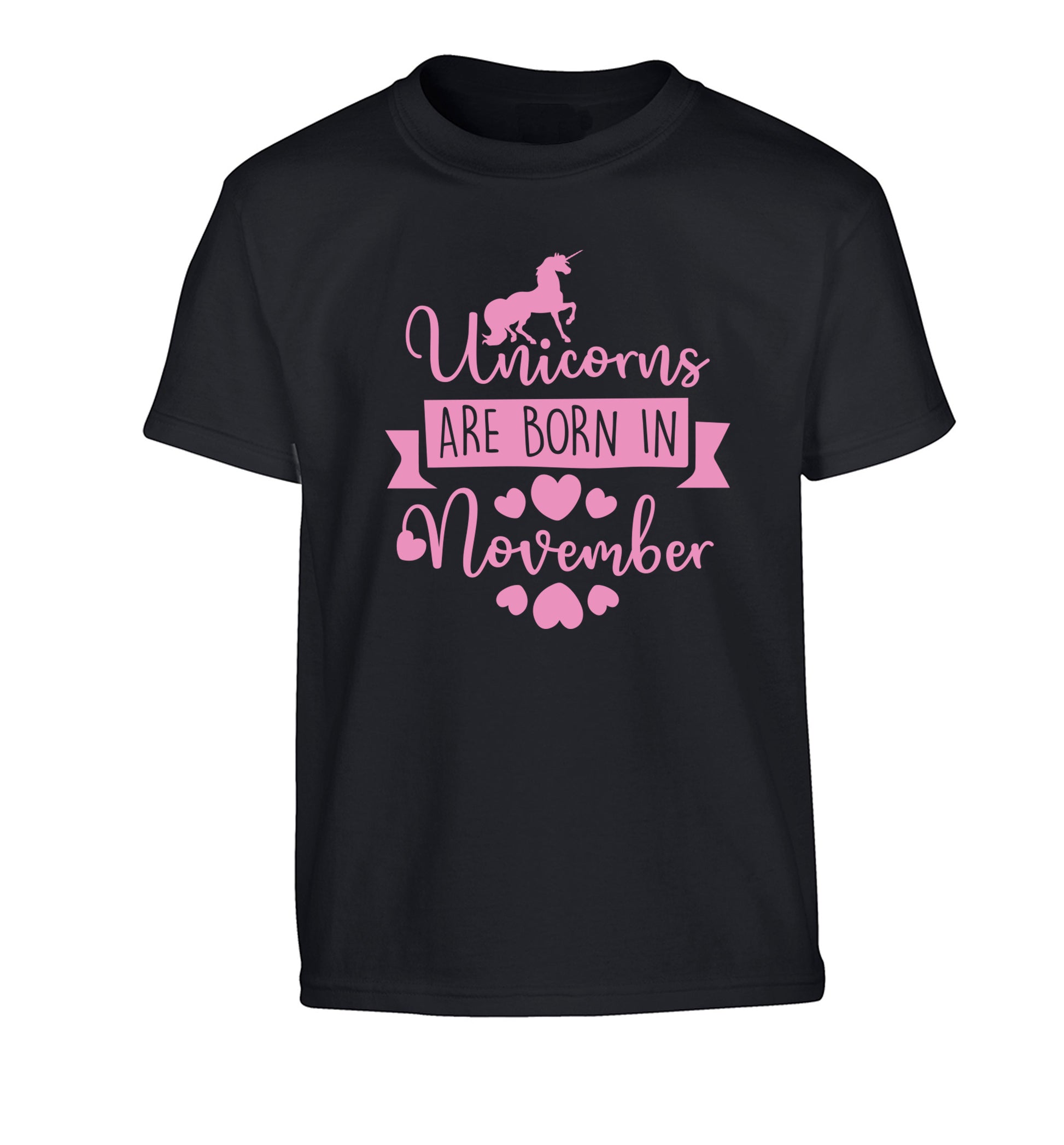 Unicorns are born in November Children's black Tshirt 12-13 Years