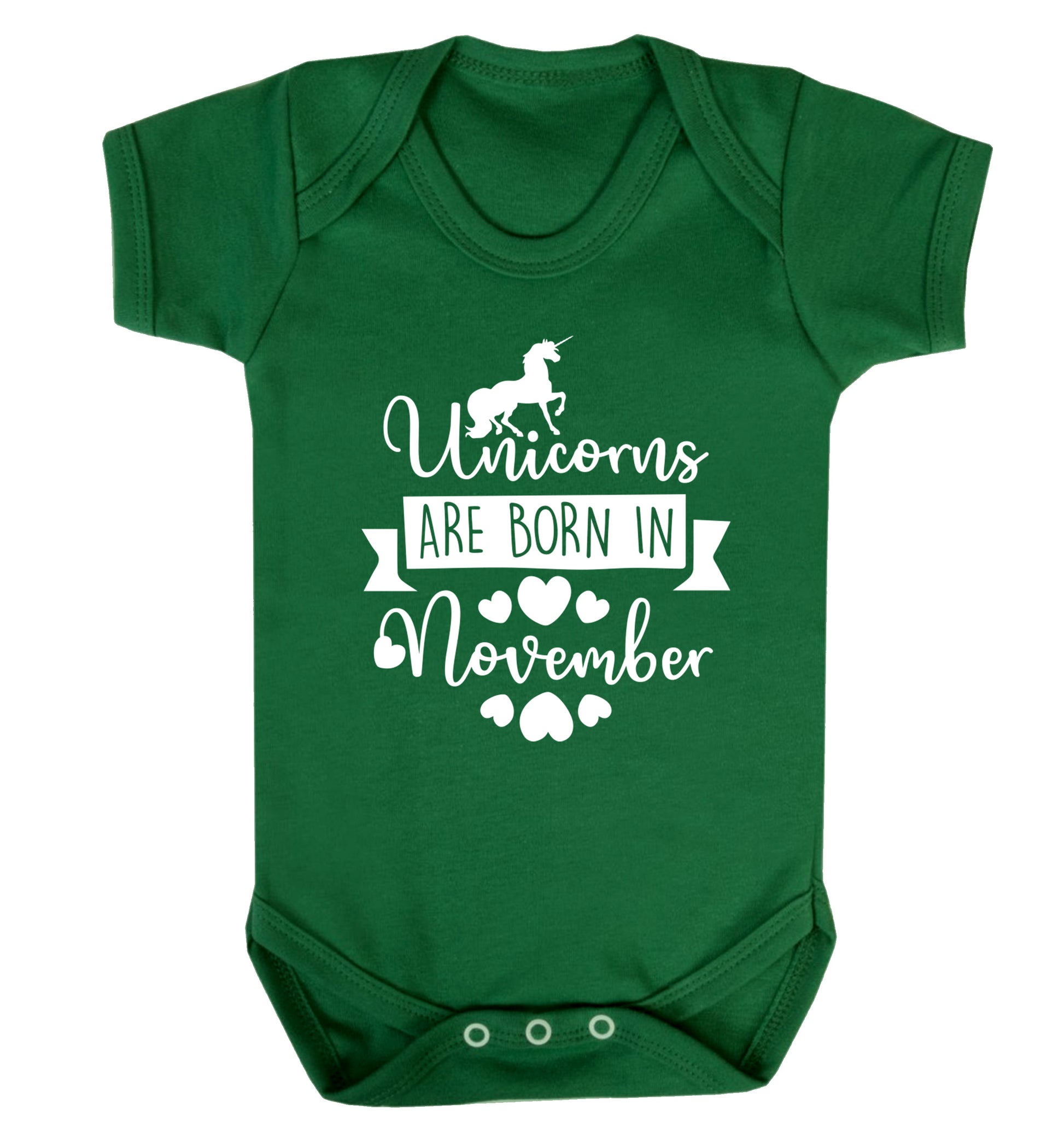 Unicorns are born in November Baby Vest green 18-24 months