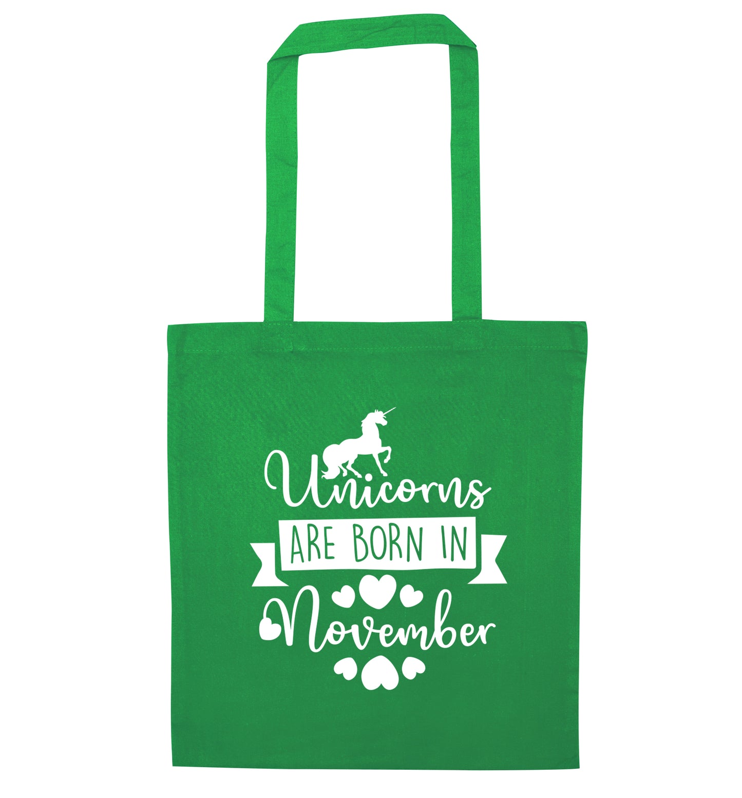 Unicorns are born in November green tote bag