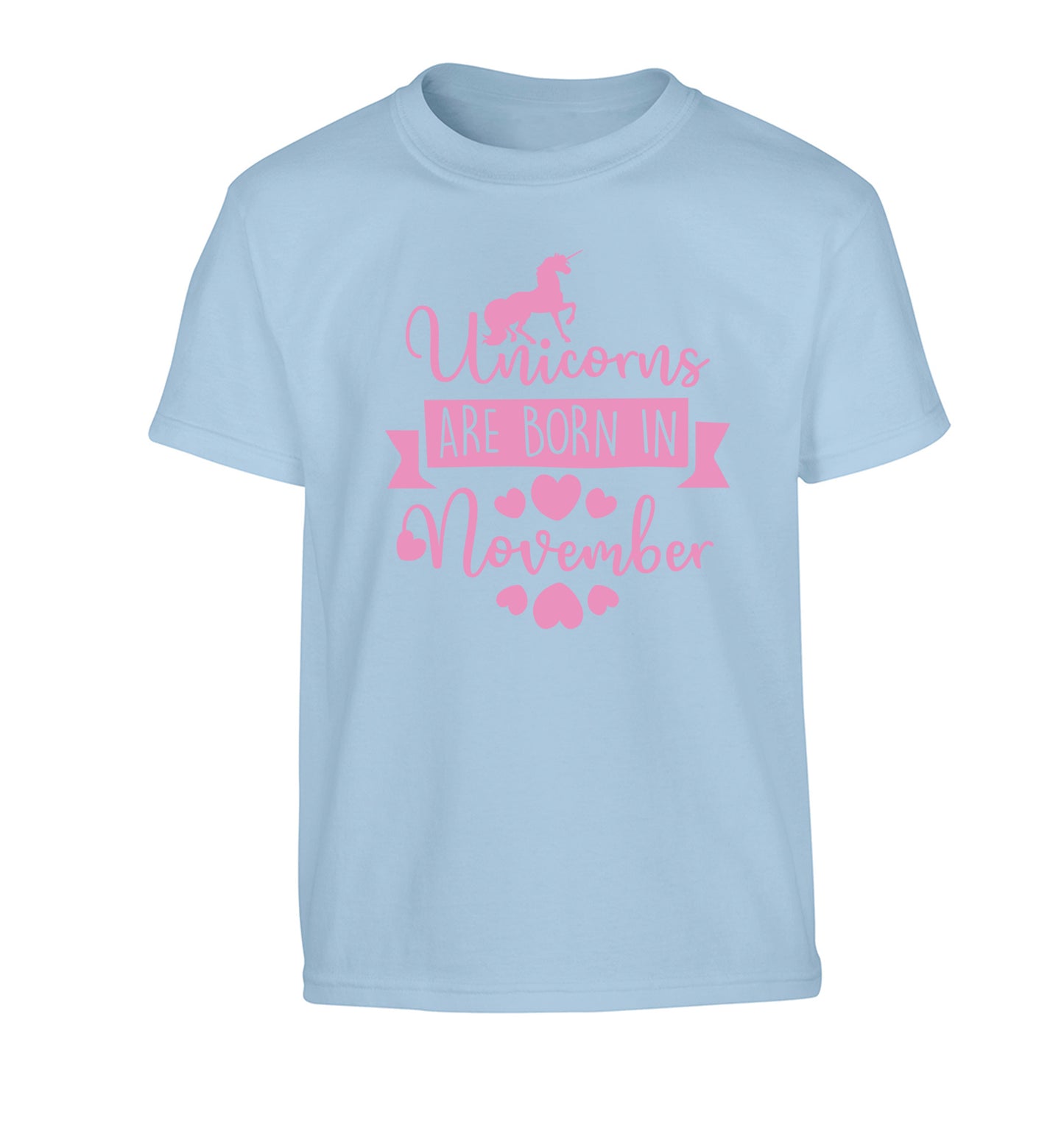 Unicorns are born in November Children's light blue Tshirt 12-13 Years