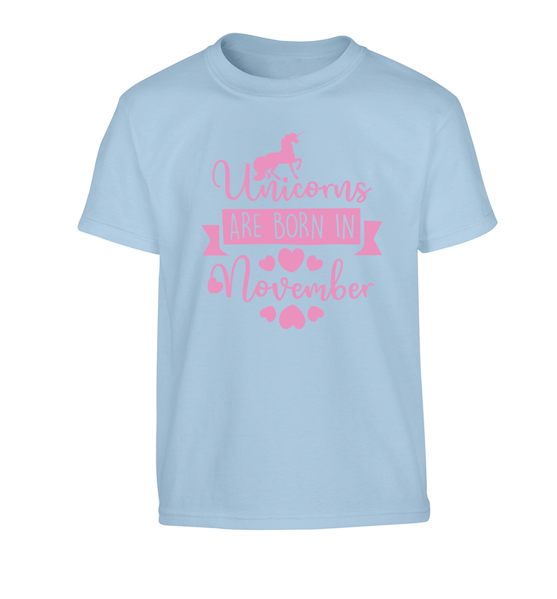 Unicorns are born in November Children's light blue Tshirt 12-13 Years