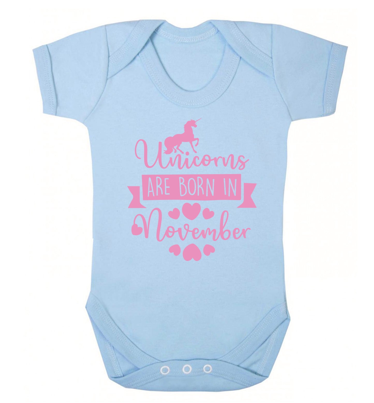 Unicorns are born in November Baby Vest pale blue 18-24 months