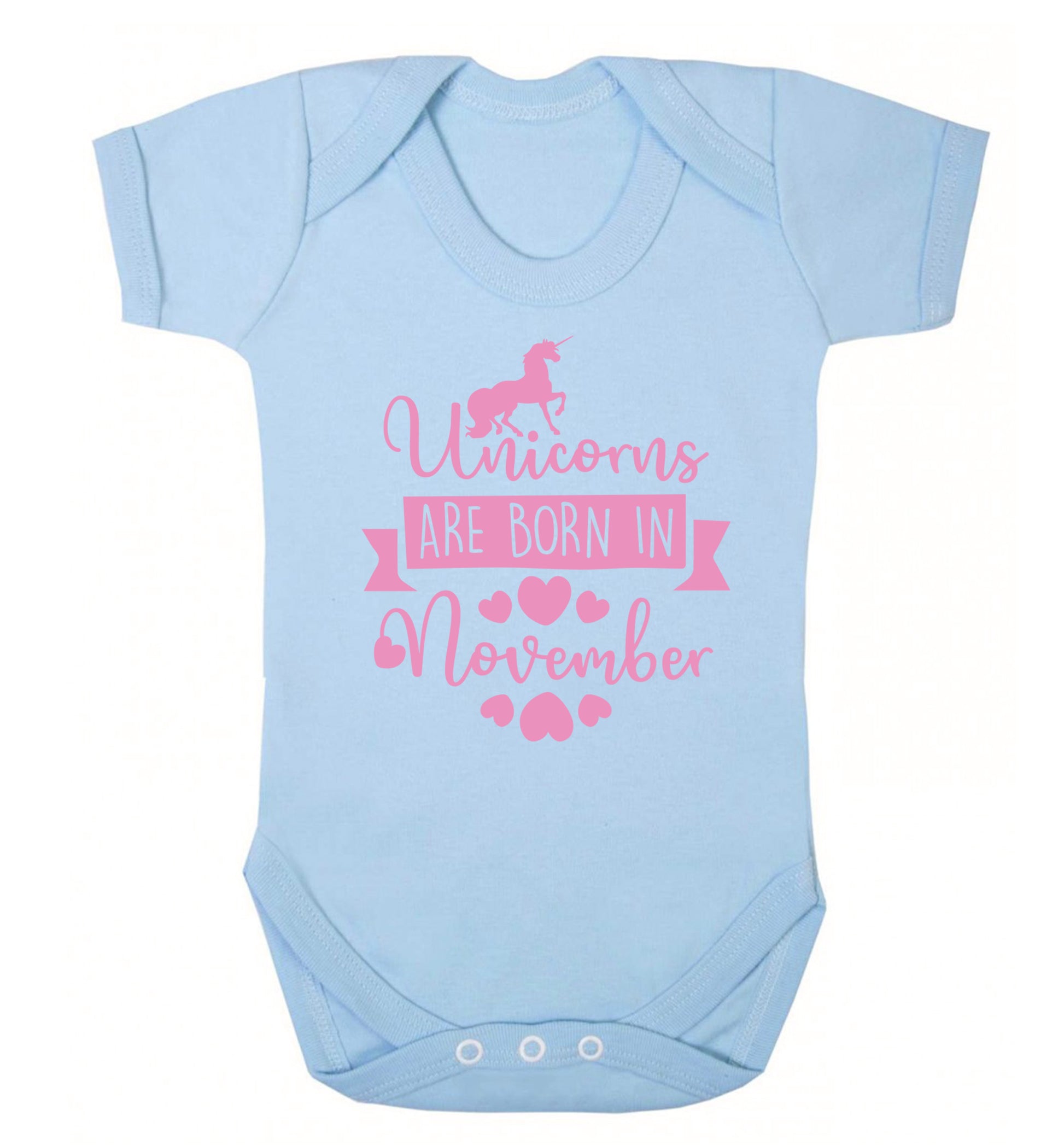 Unicorns are born in November Baby Vest pale blue 18-24 months