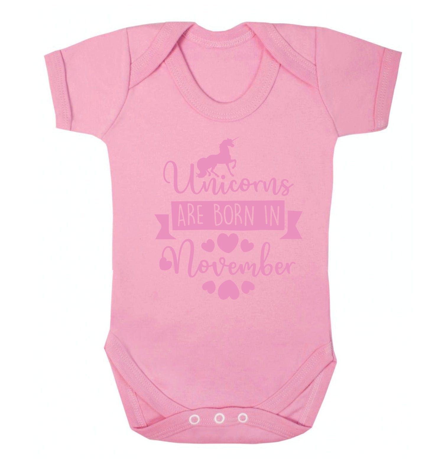 Unicorns are born in November Baby Vest pale pink 18-24 months