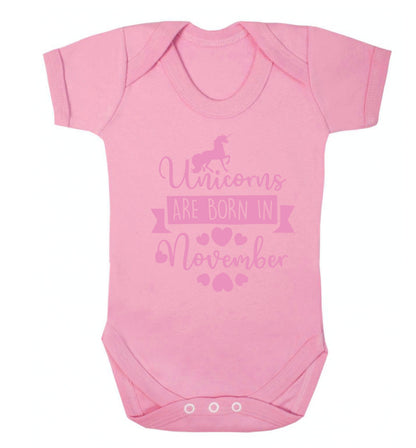 Unicorns are born in November Baby Vest pale pink 18-24 months