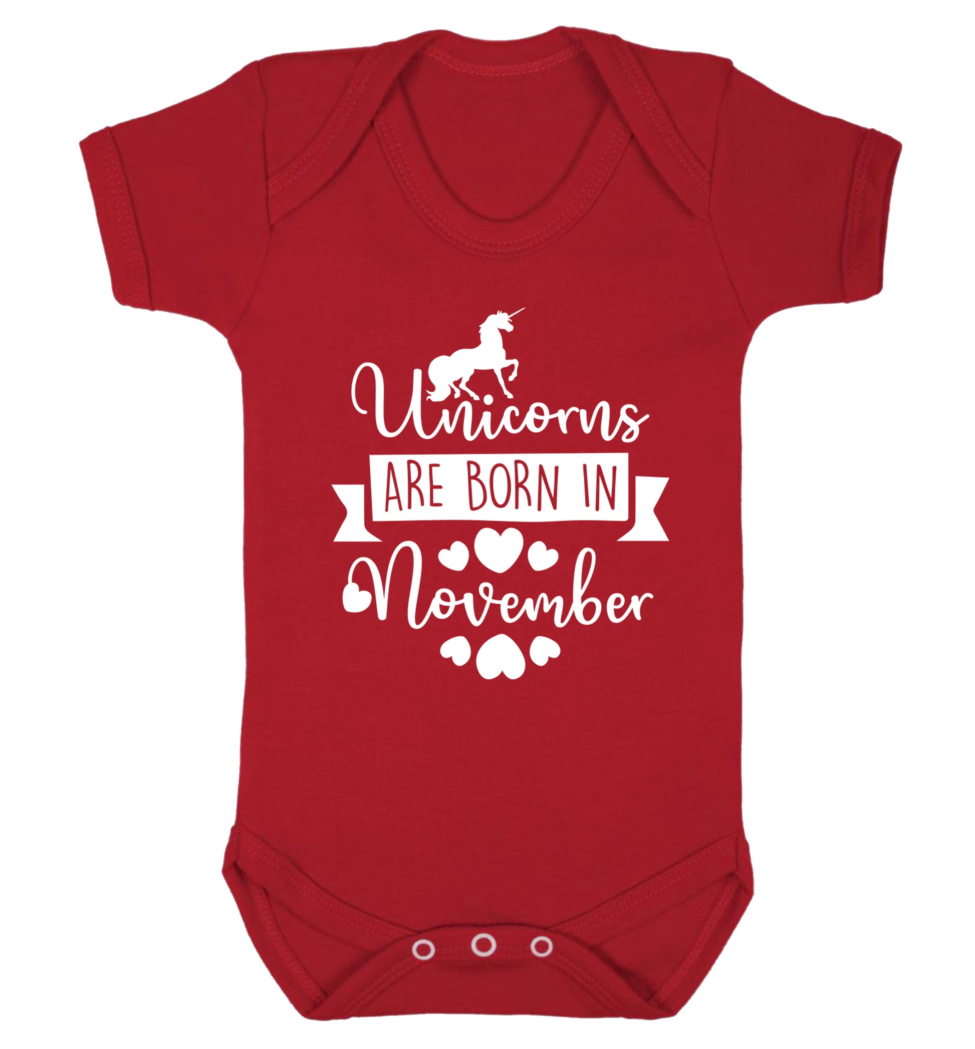 Unicorns are born in November Baby Vest red 18-24 months