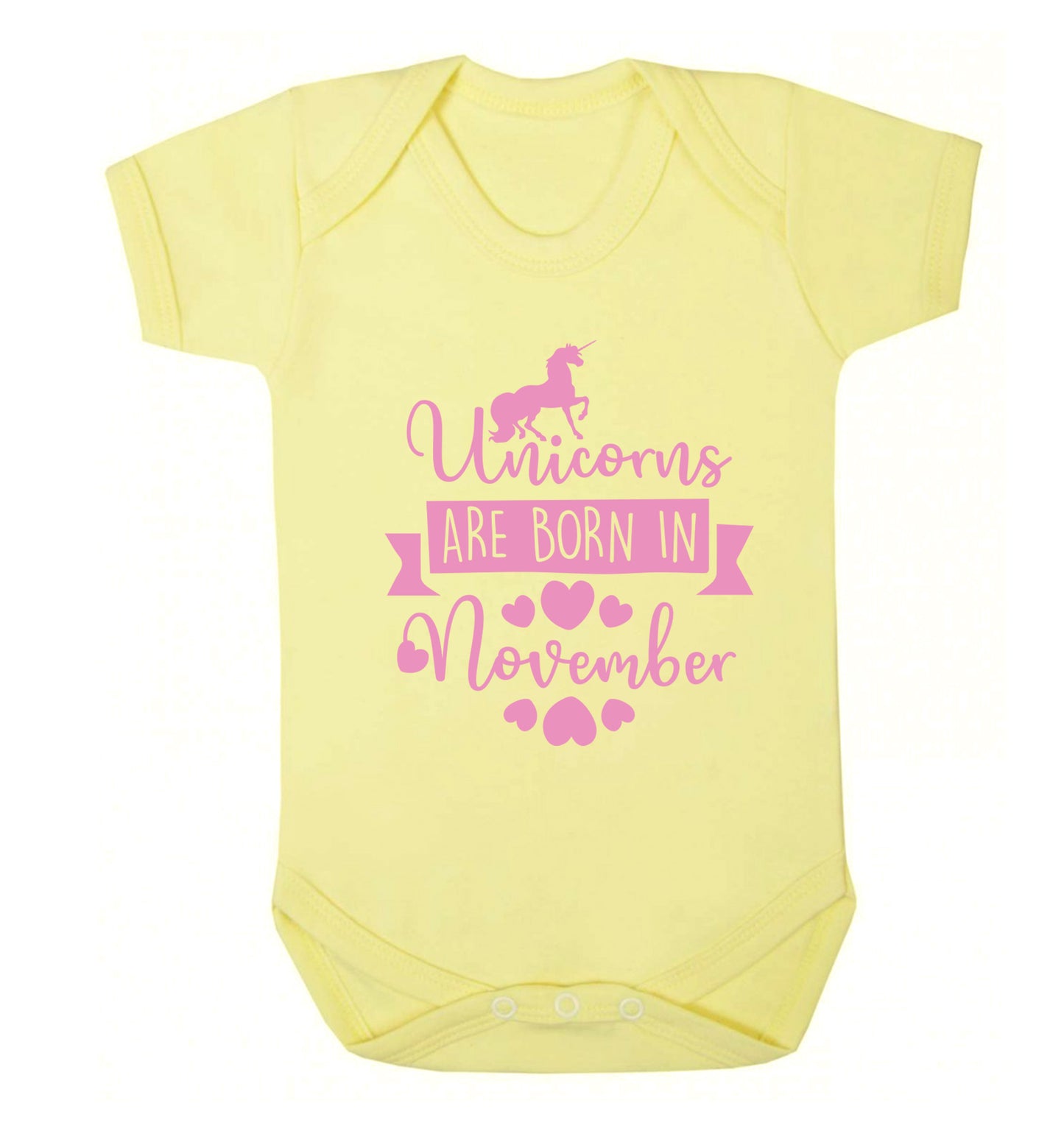 Unicorns are born in November Baby Vest pale yellow 18-24 months