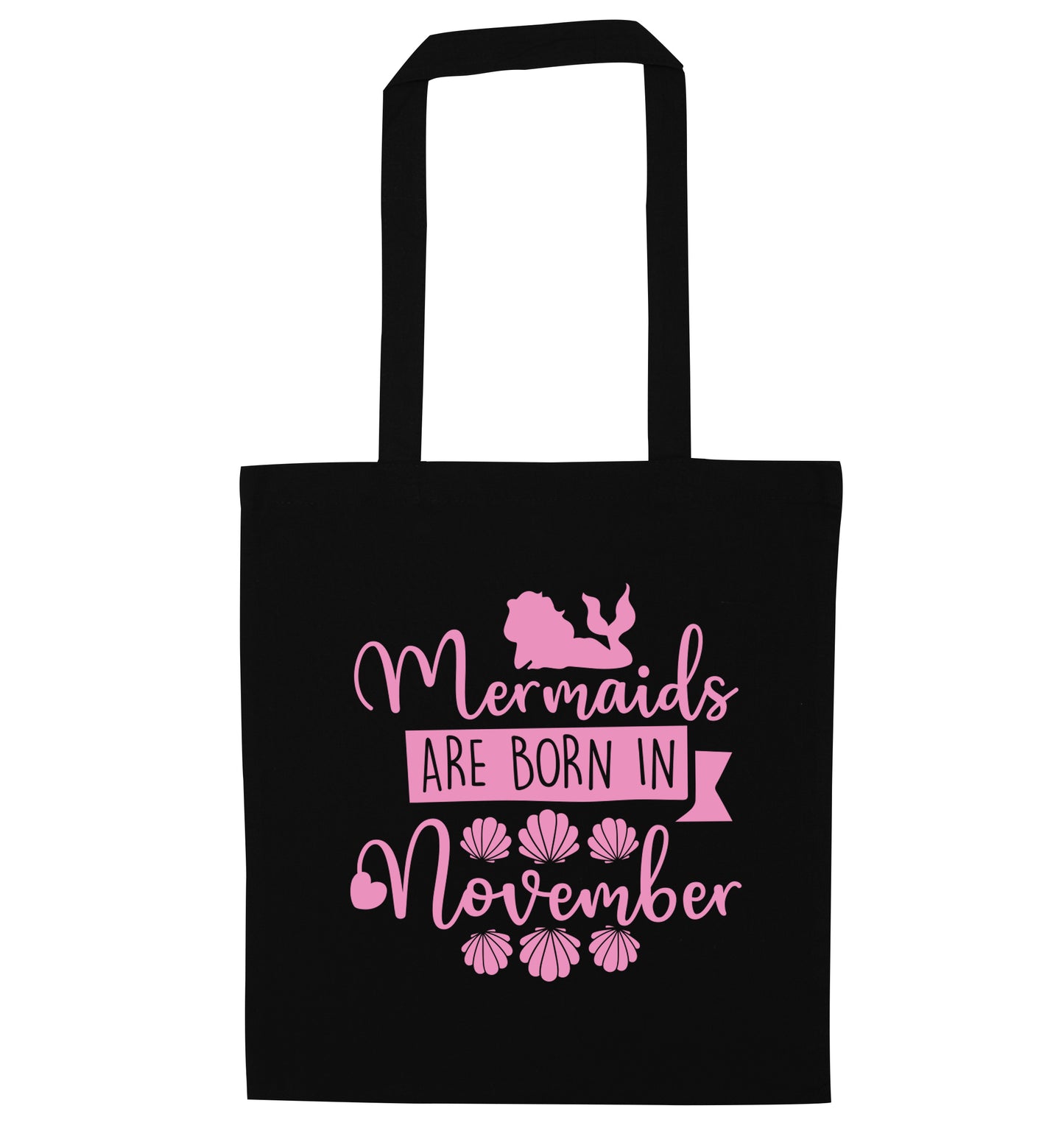 Mermaids are born in November black tote bag