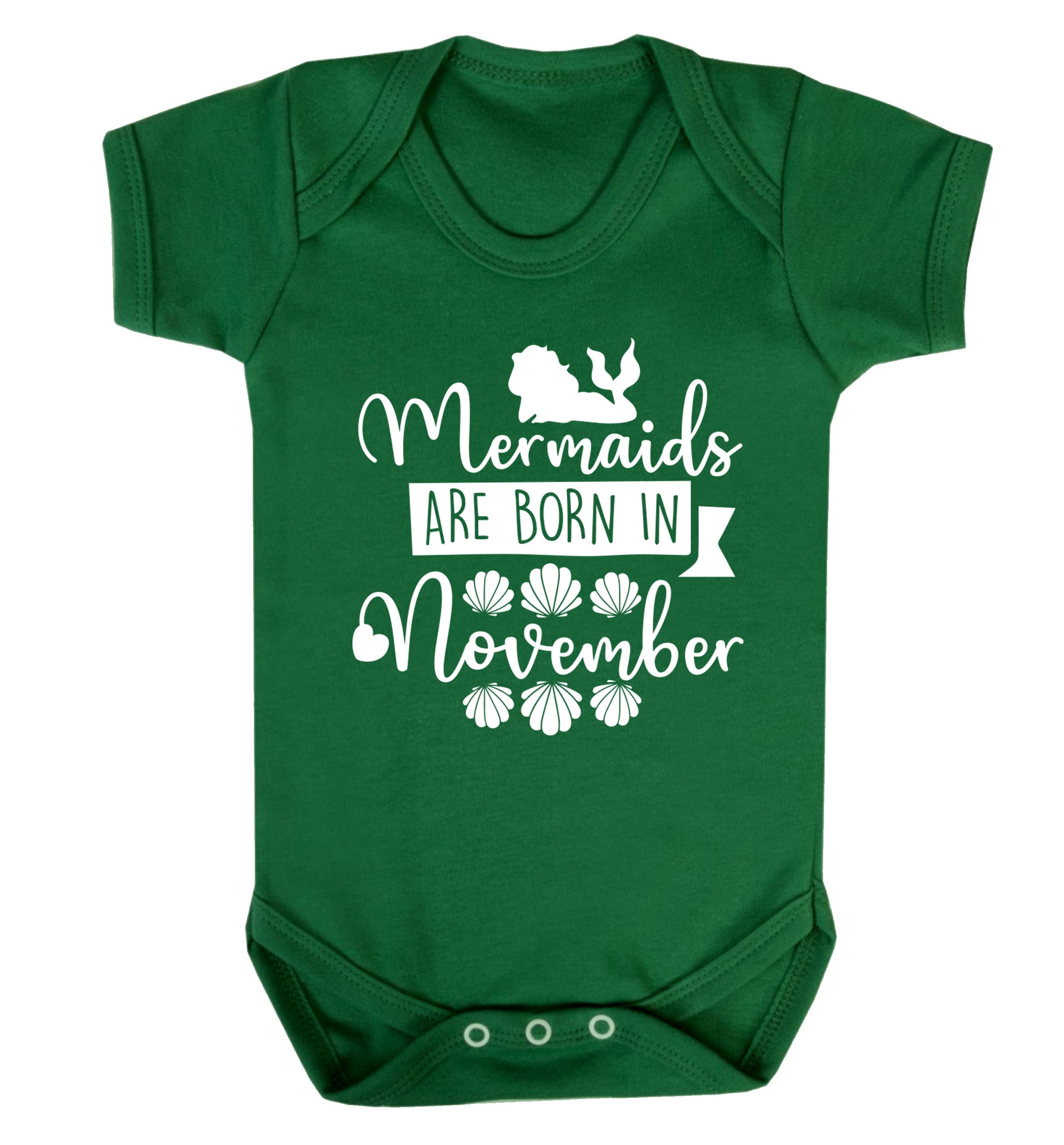 Mermaids are born in November Baby Vest green 18-24 months