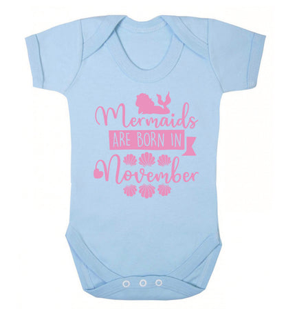 Mermaids are born in November Baby Vest pale blue 18-24 months