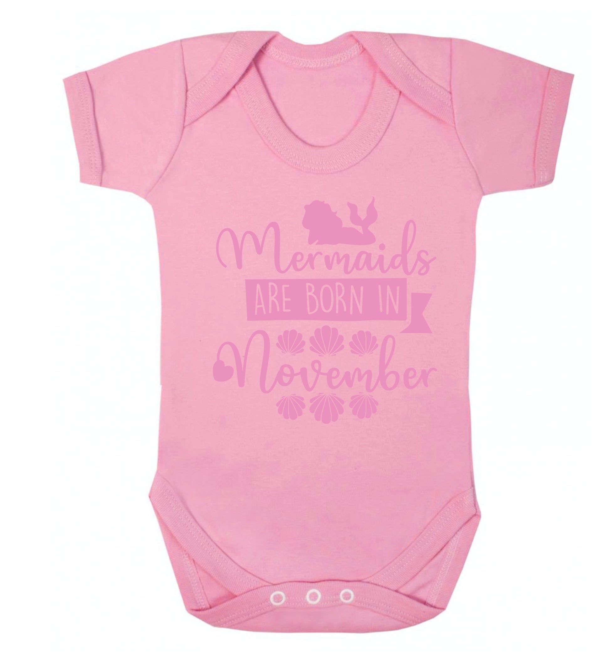 Mermaids are born in November Baby Vest pale pink 18-24 months