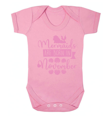Mermaids are born in November Baby Vest pale pink 18-24 months