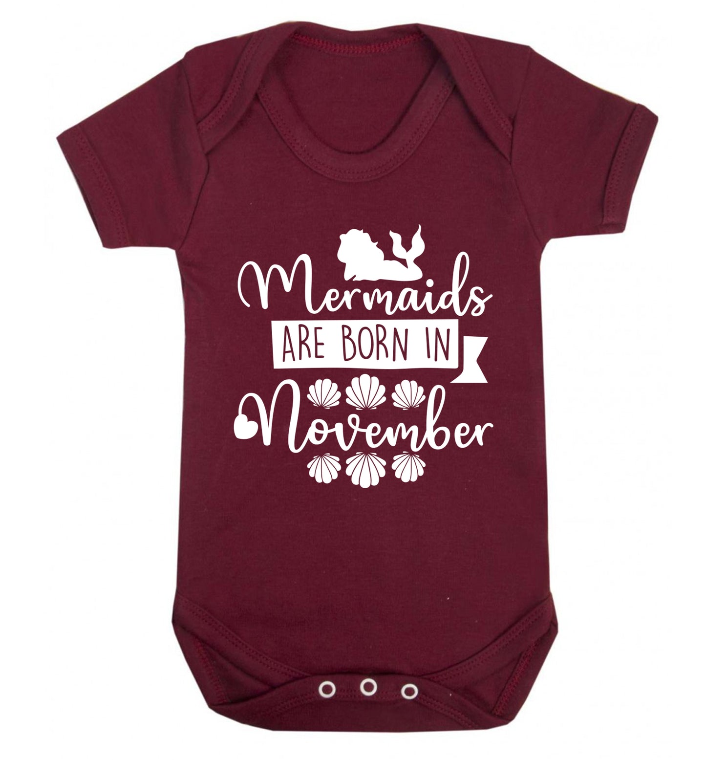 Mermaids are born in November Baby Vest maroon 18-24 months