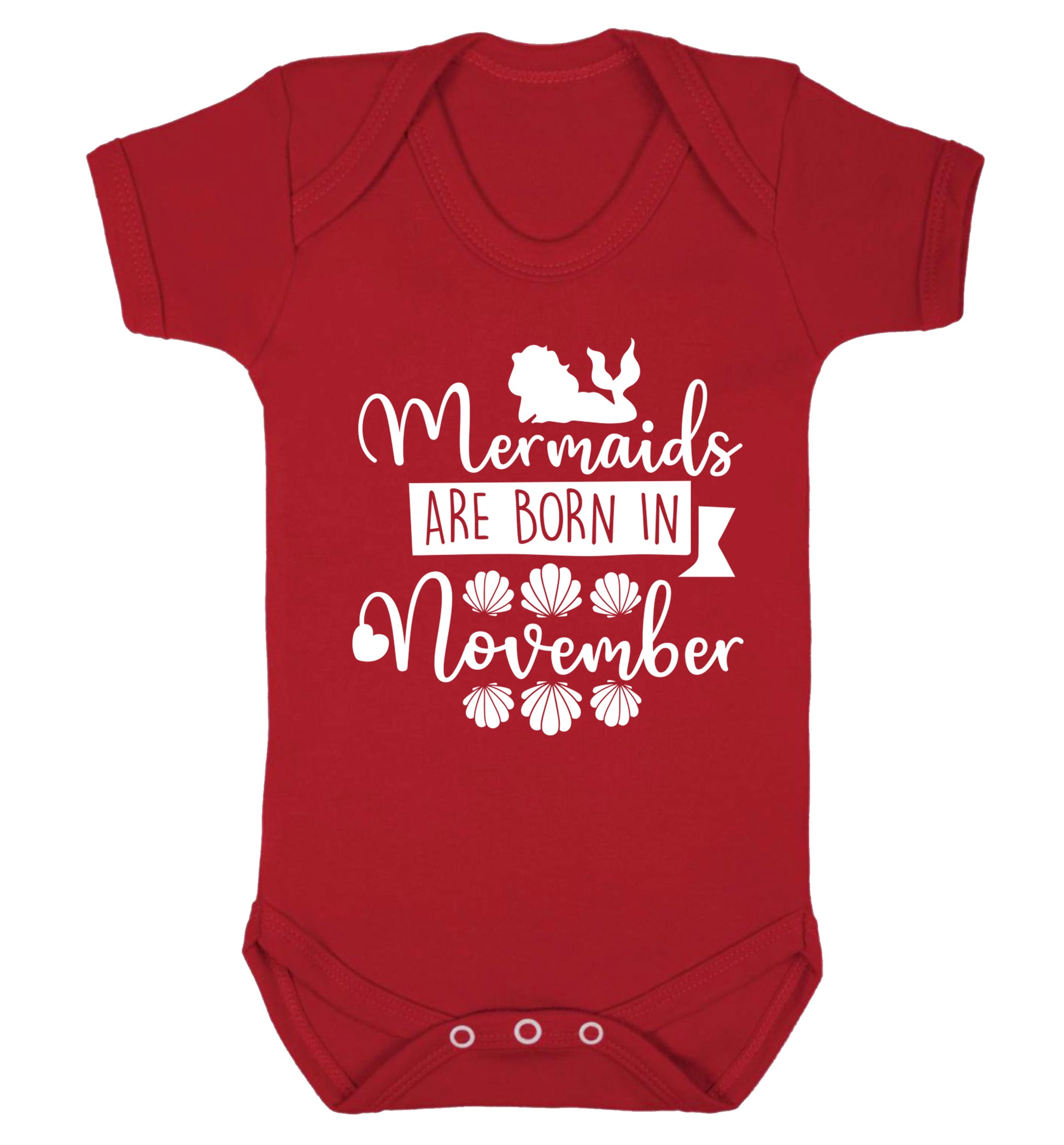 Mermaids are born in November Baby Vest red 18-24 months