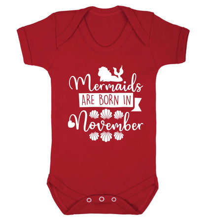 Mermaids are born in November Baby Vest red 18-24 months