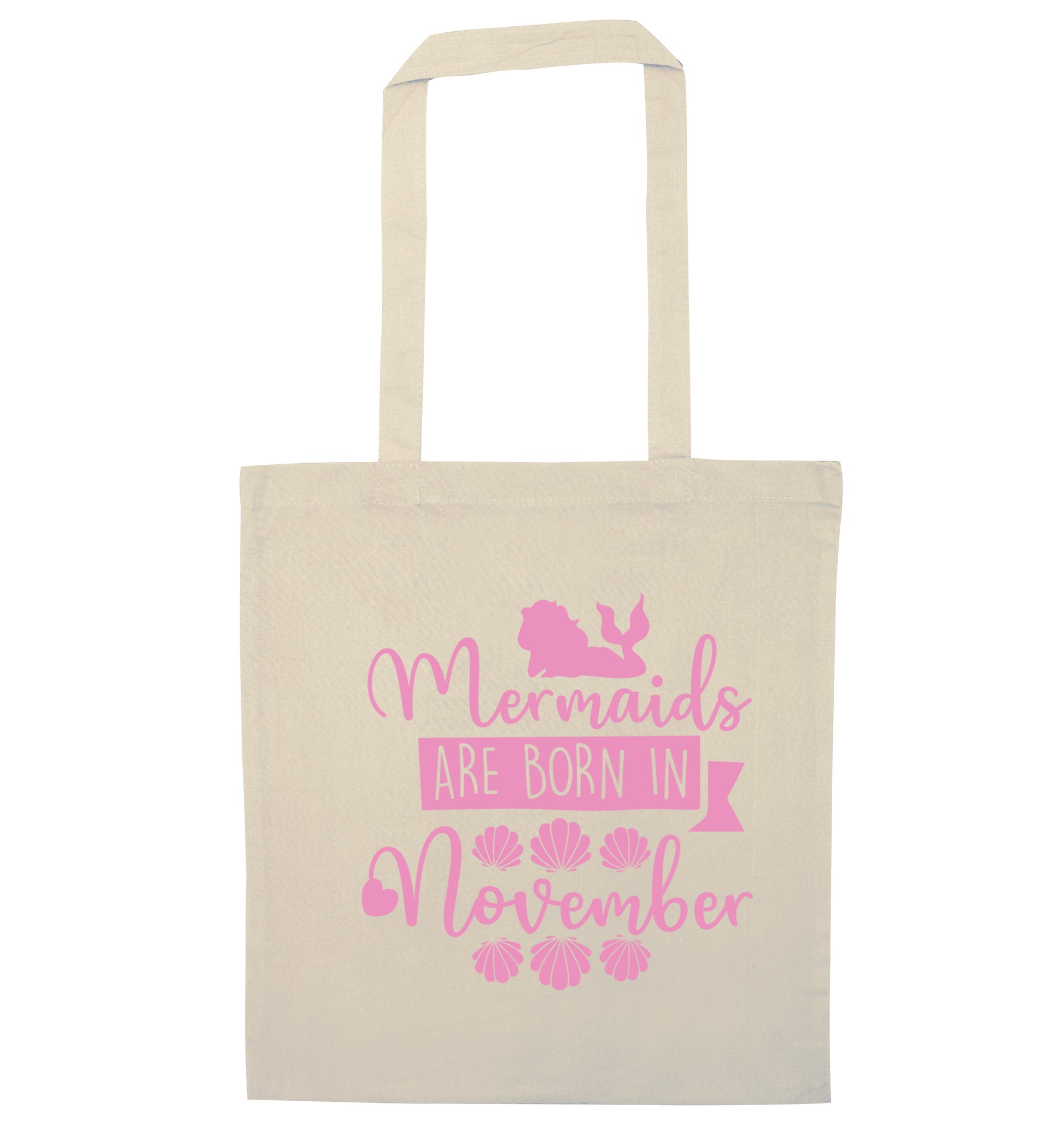 Mermaids are born in November natural tote bag
