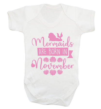 Mermaids are born in November Baby Vest white 18-24 months