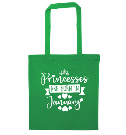 Princesses are born in November green tote bag