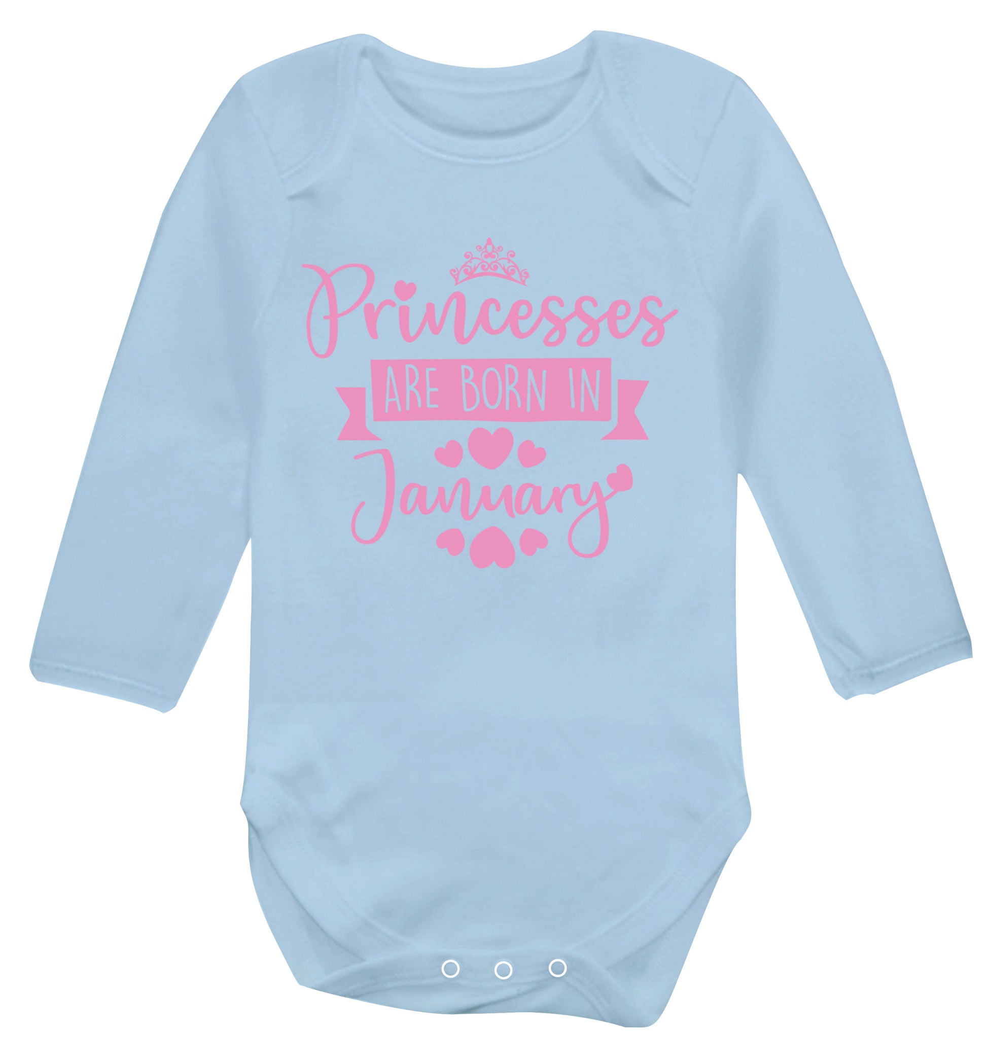 Princesses are born in November Baby Vest long sleeved pale blue 6-12 months