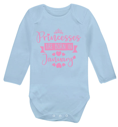 Princesses are born in November Baby Vest long sleeved pale blue 6-12 months