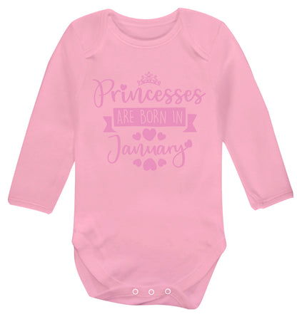 Princesses are born in November Baby Vest long sleeved pale pink 6-12 months