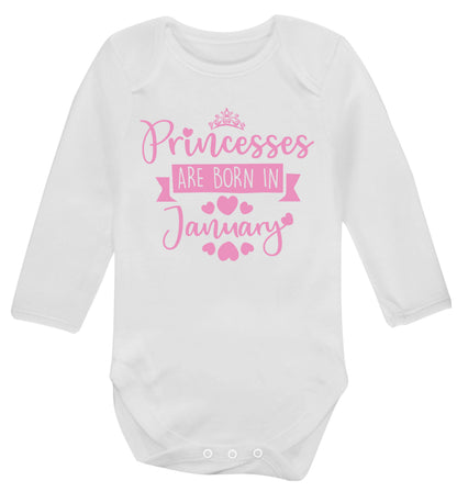 Princesses are born in November Baby Vest long sleeved white 6-12 months