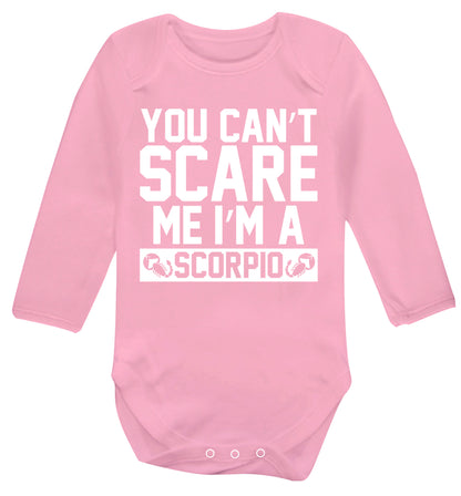 You can't scare me I'm a scorpio Baby Vest long sleeved pale pink 6-12 months