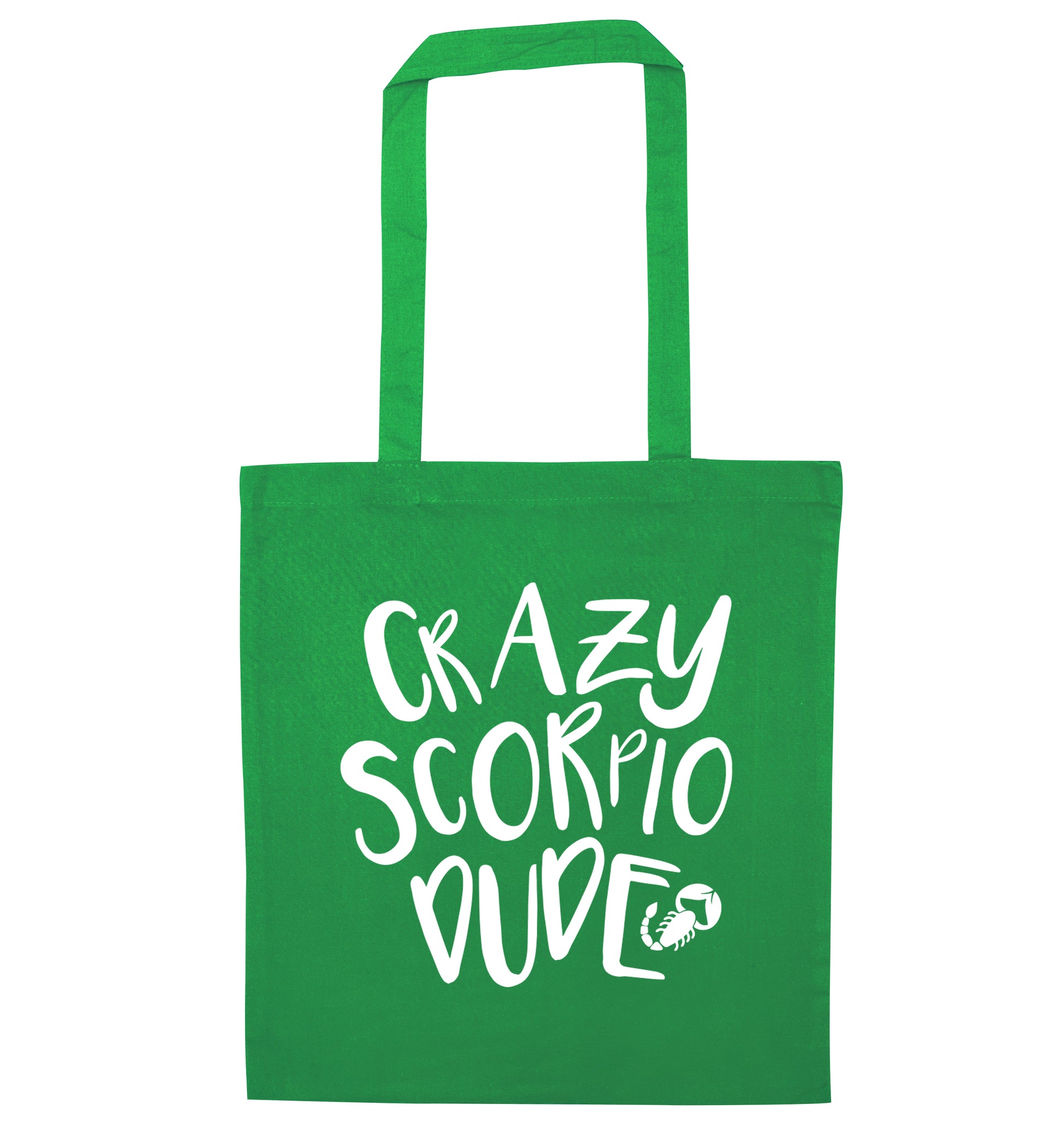 Crazy scorpio dude green tote bag