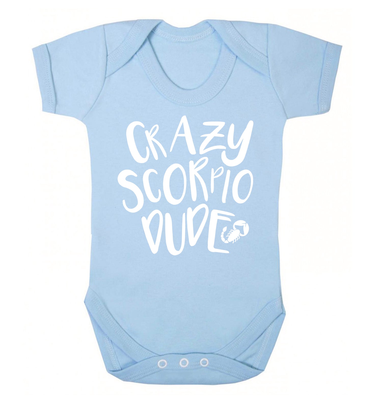 Crazy scorpio dude Baby Vest pale blue 18-24 months