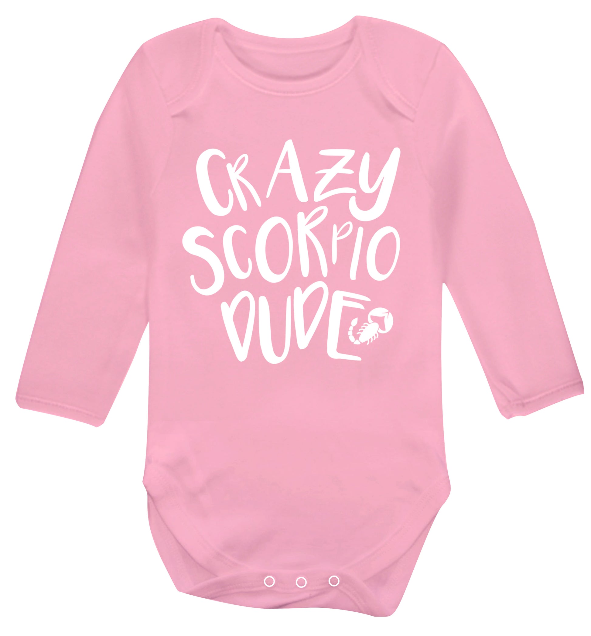 Crazy scorpio dude Baby Vest long sleeved pale pink 6-12 months