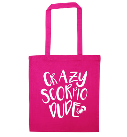 Crazy scorpio dude pink tote bag
