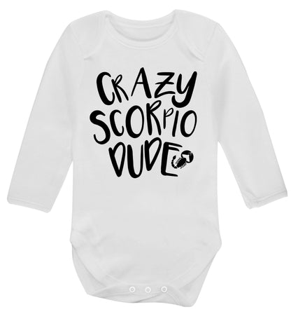 Crazy scorpio dude Baby Vest long sleeved white 6-12 months