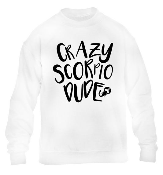 Crazy scorpio dude children's white sweater 12-13 Years